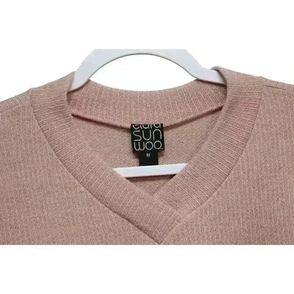 Clara Sun Woo Sweater Size Medium Dusty Pink V-Neck Oversized Boxy Lagenlook - Picture 5 of 11